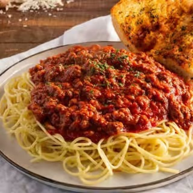 Buckets of Pasta with Meat Sauce.